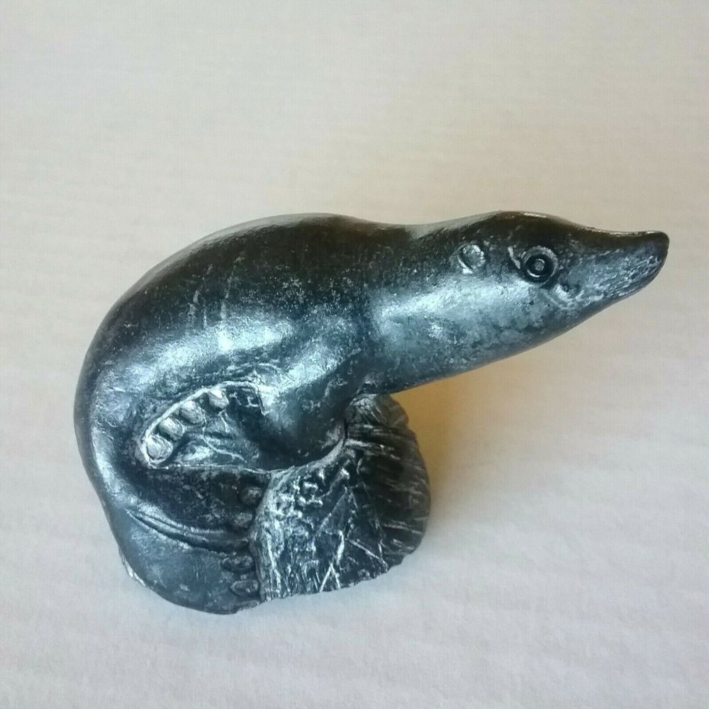 Wolf Original Vintage Figurine Sculpture Seal Sea Lion on Rock Made in Canada